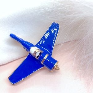 Enamel Blue Airplane Brooch